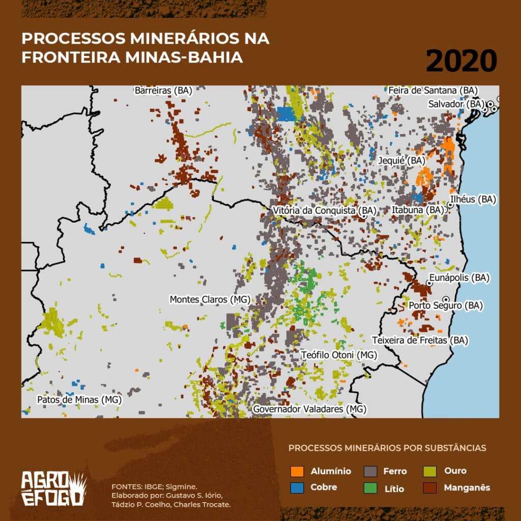 Processos minerários na fronteira Minas-Bahia